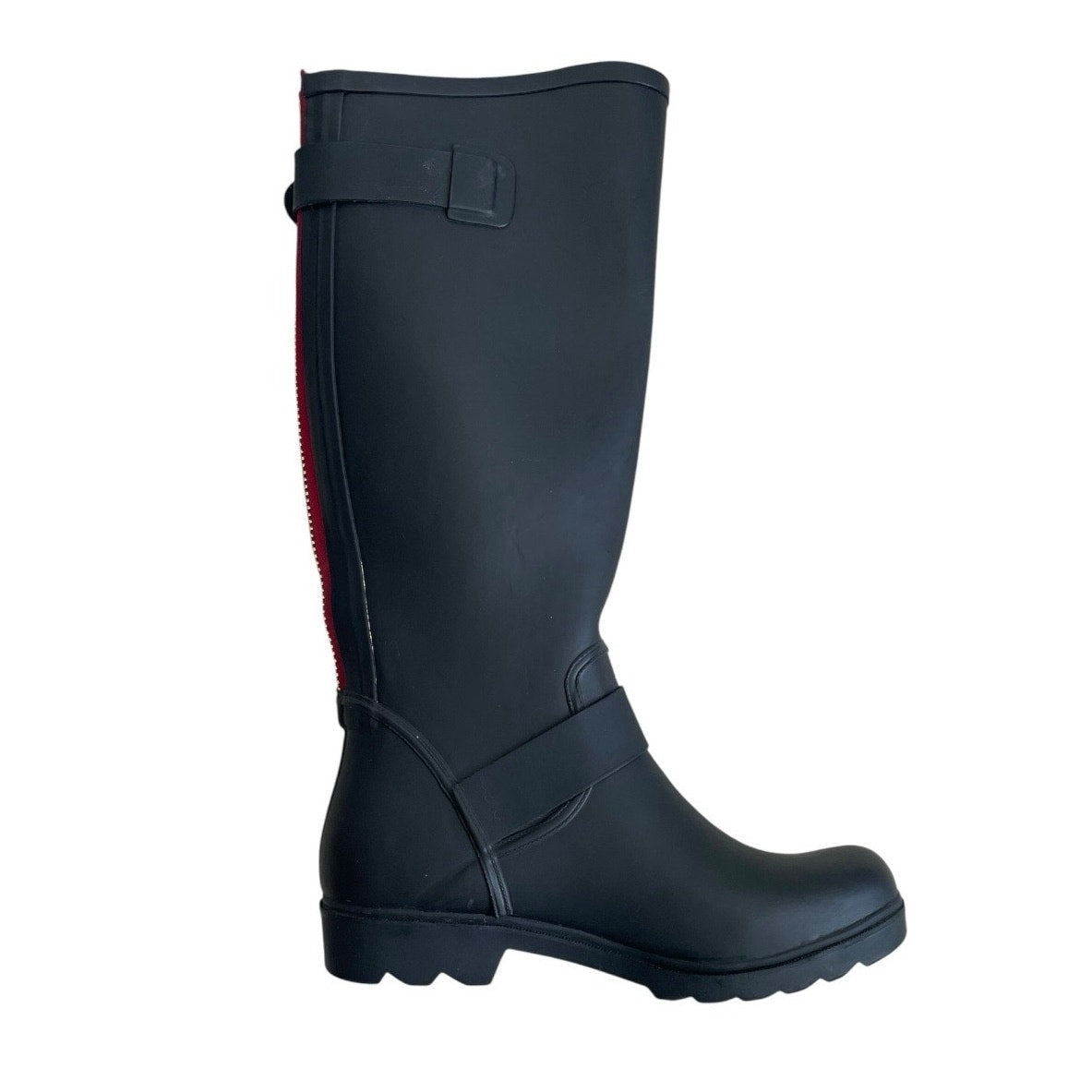 Steve Madden Dreench Black Rubber Knee High Rain Boots