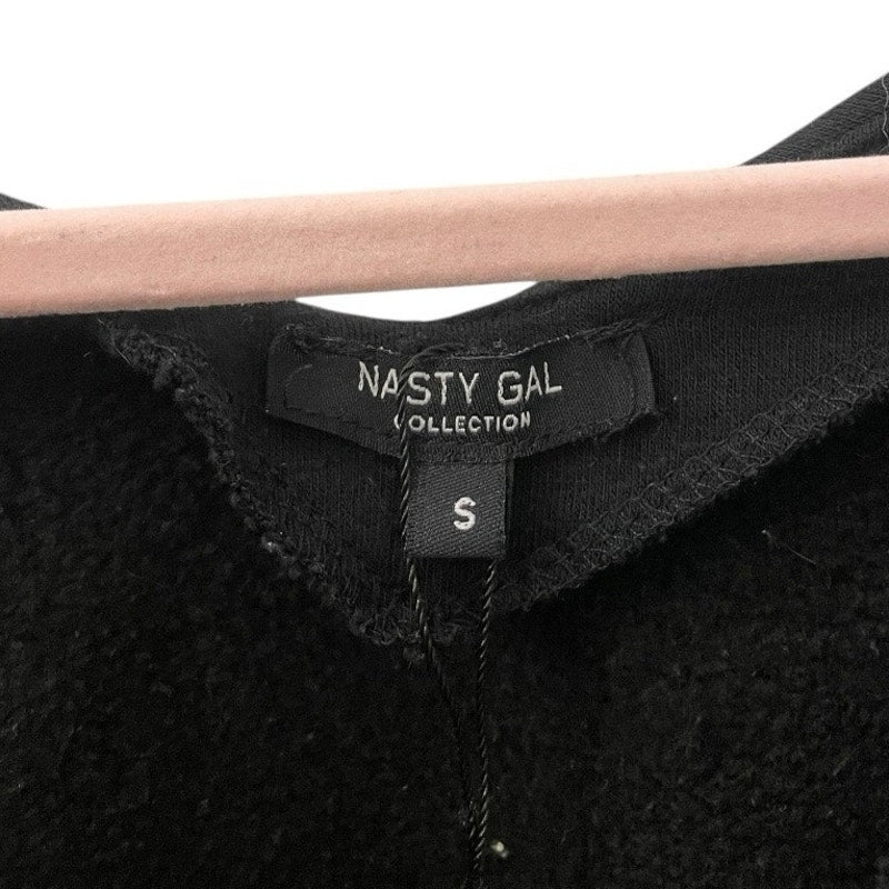 Nasty Gal Black Cropped V-Neck Sweatshirt