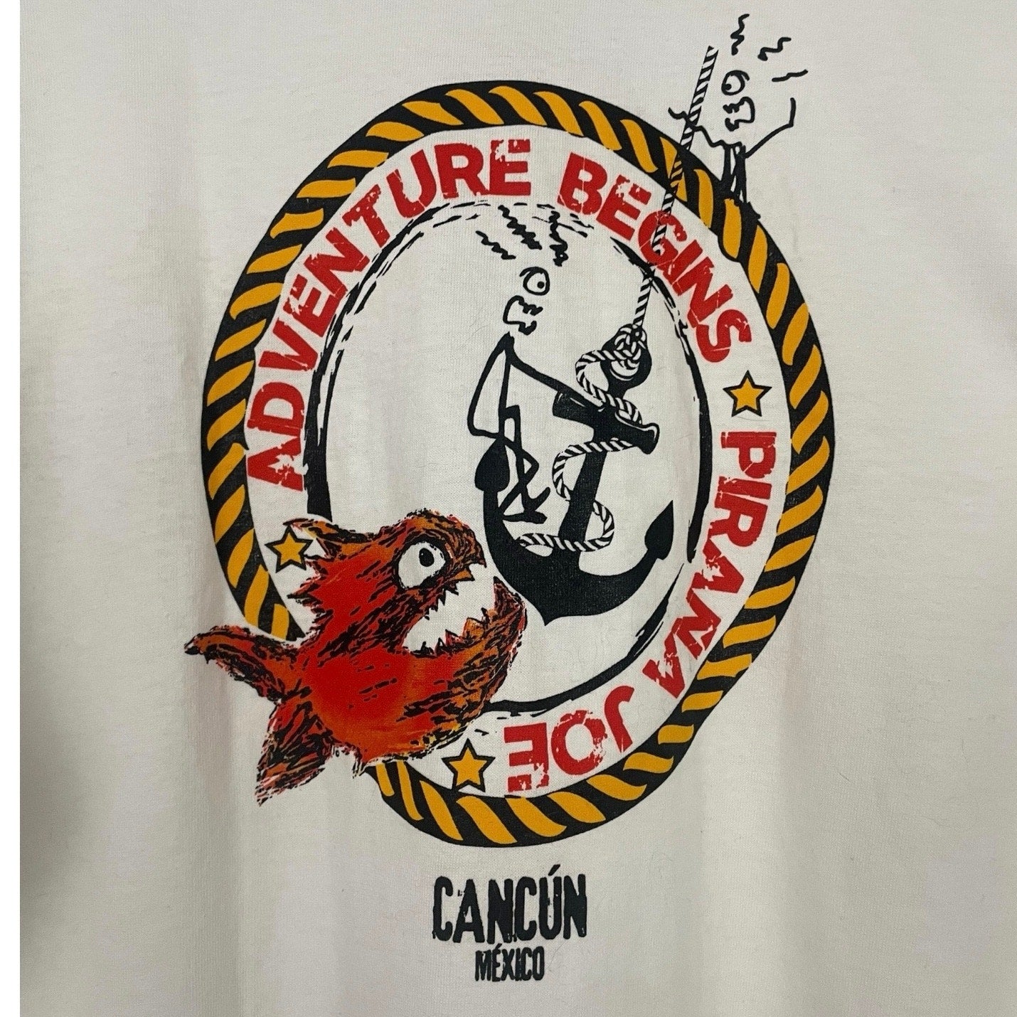 NWT Pirana Joe Cancun White Long Sleeve Anchor Graphic Tee