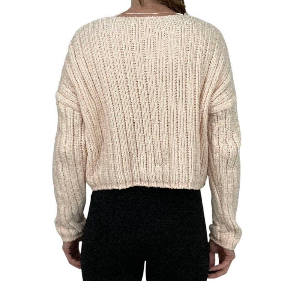 L.A. Hearts Light Pink Knit Crushed Velvet Sweater