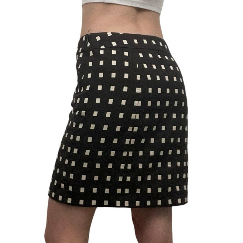 Ann Taylor Petites Vintage Brown & Cream Square Pencil Skirt