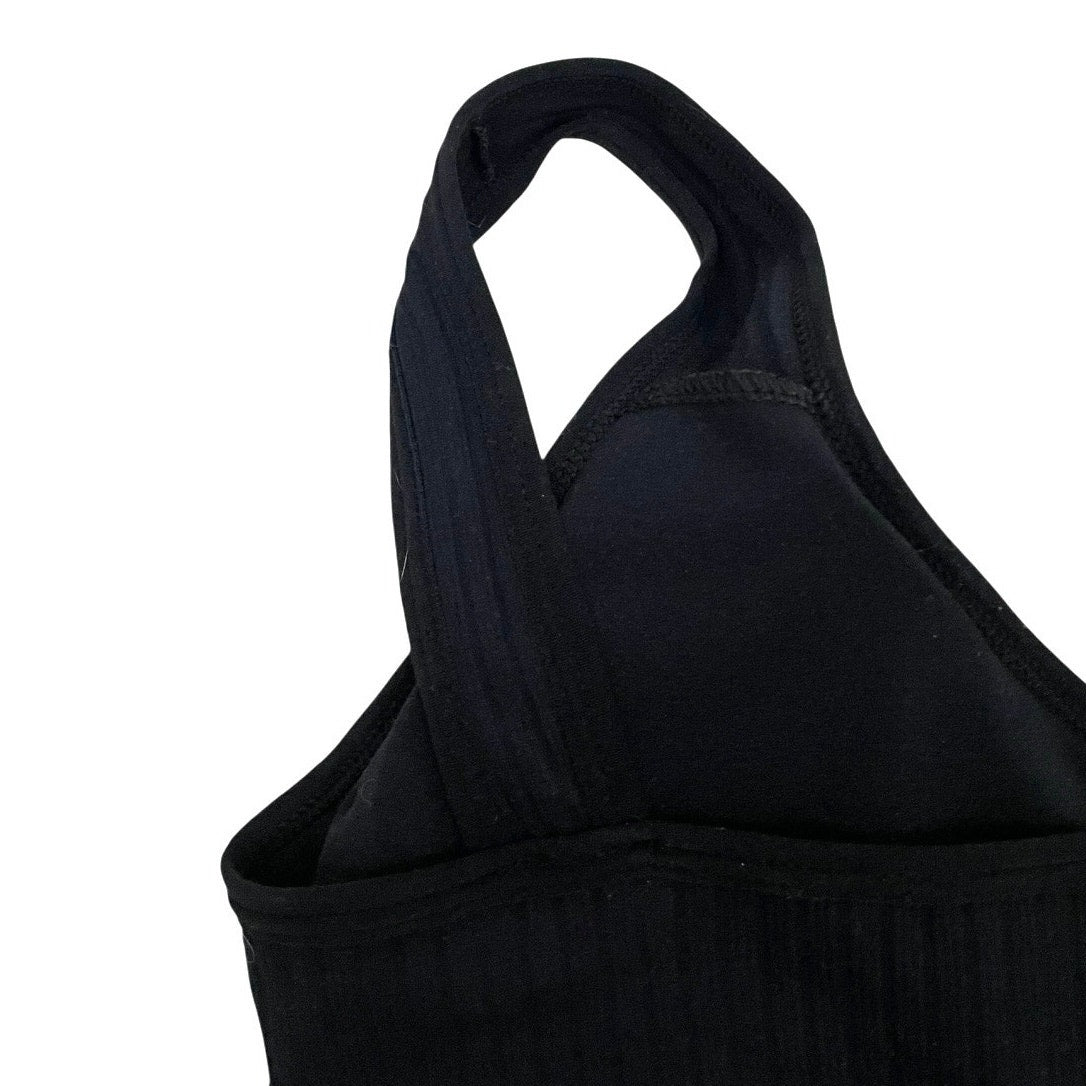 Black Ribbed Padded Cropped Tank Top