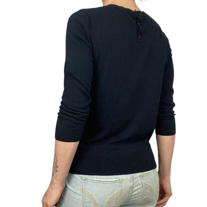 1901 Navy Blue Quarter Sleeve Sweater