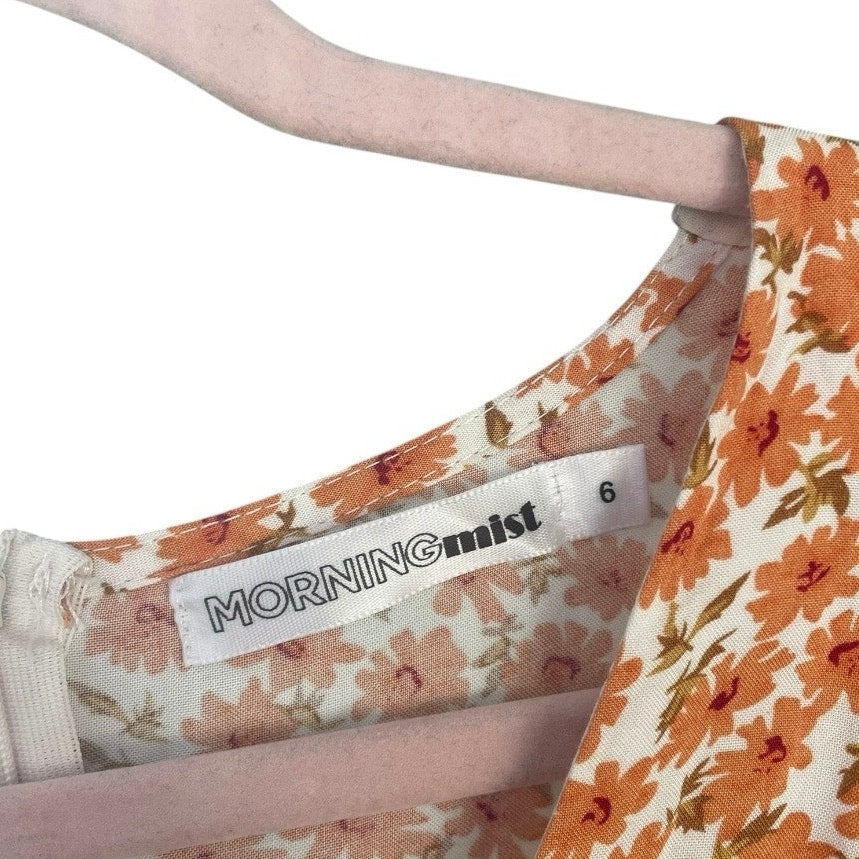 Morning Mist Orange & White Floral A-Line V-Neck Mini Dress