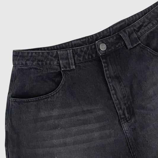 BELACARTES Mens Black Denim Cargo Shorts