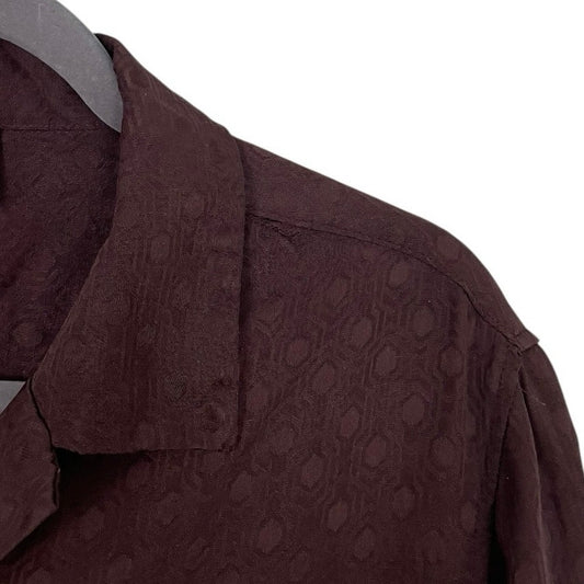 H&M Mens Silky Burgundy Button Down Short Sleeve Shirt