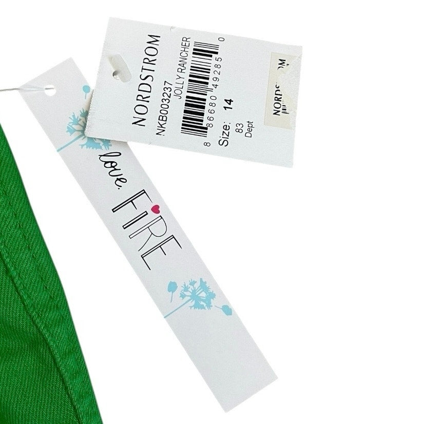 NWT Love, Fire Girls Jolly Rancher Green & Pink Belt Denim Cuffed Midi Shorts