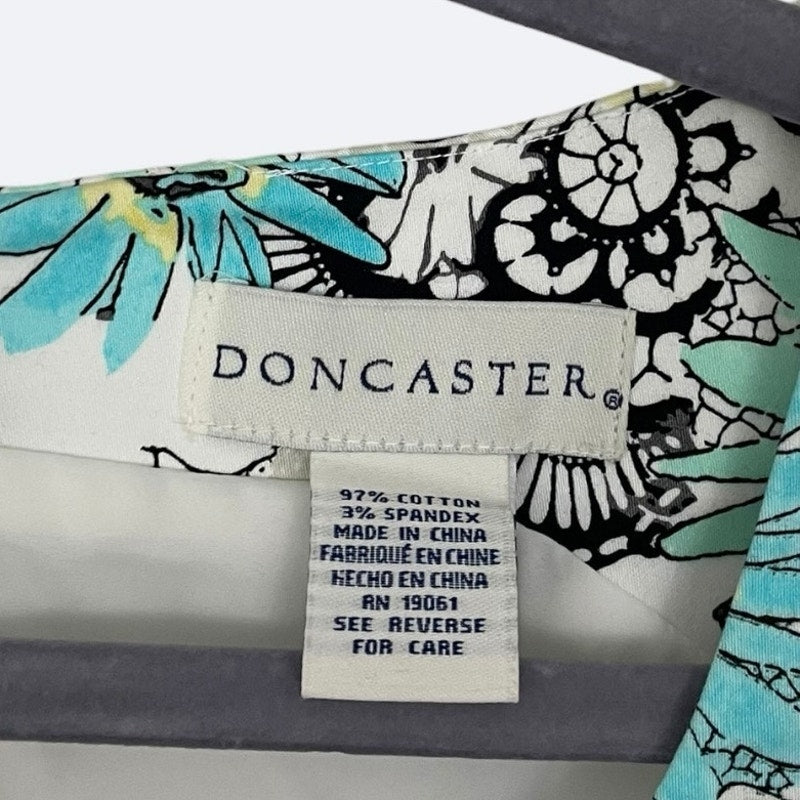 Doncaster Blue & Yellow Floral Print Dress with Matching Belt