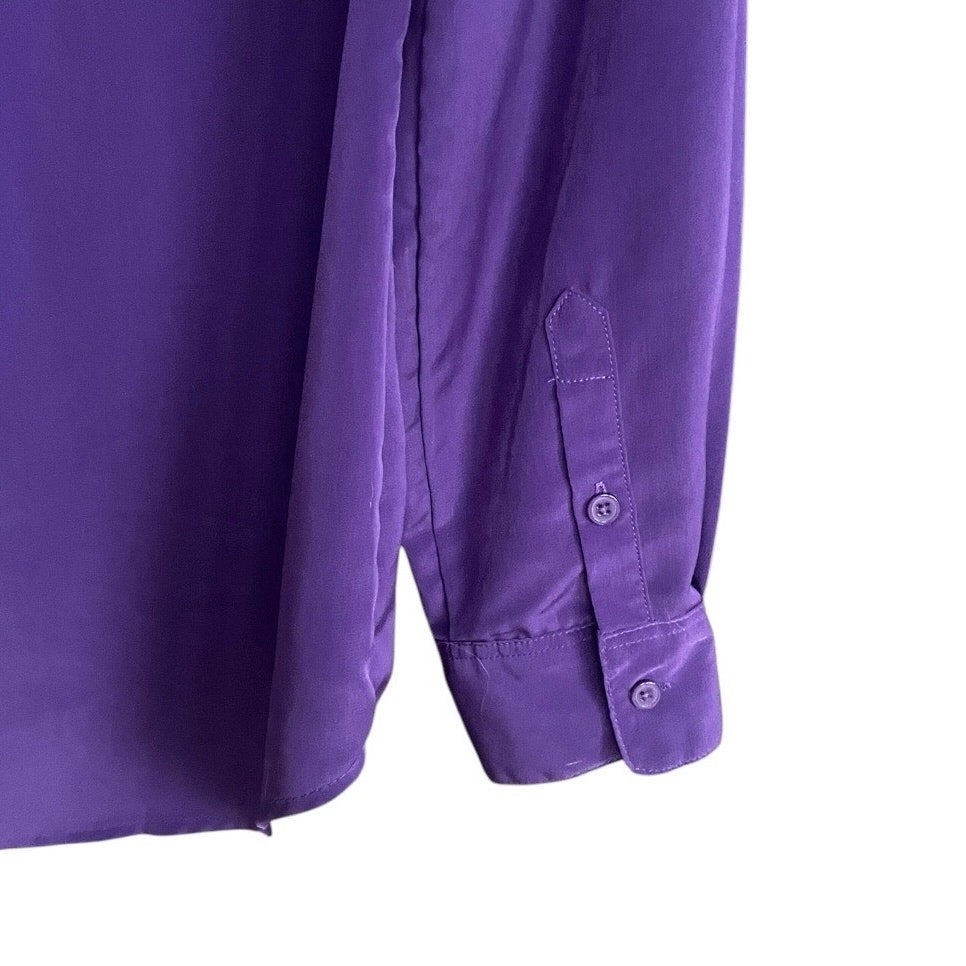 Central Park West New York Purple Long Sleeve Button Down Blouse