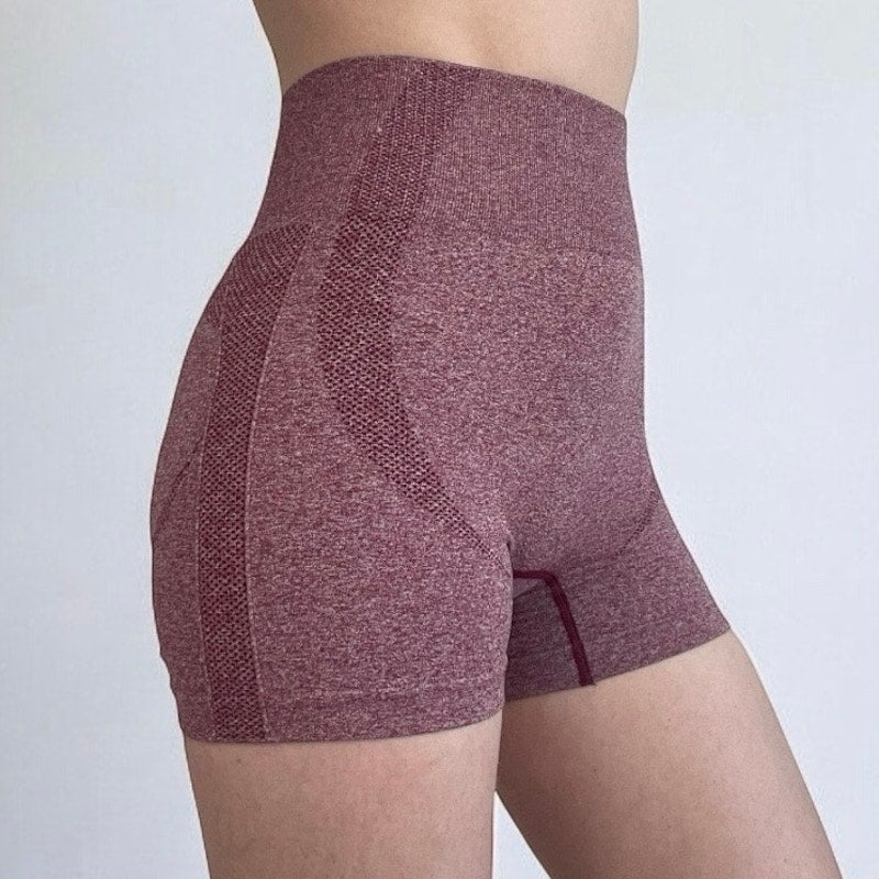 Maroon Active Spandex Mini Butt Sculpting Shorts