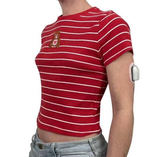 Care Bears Red & White Striped Short Sleeve Top