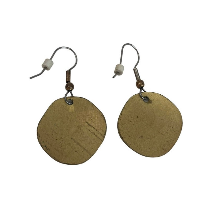 Vintage Gold Stick Figure Round Earrings