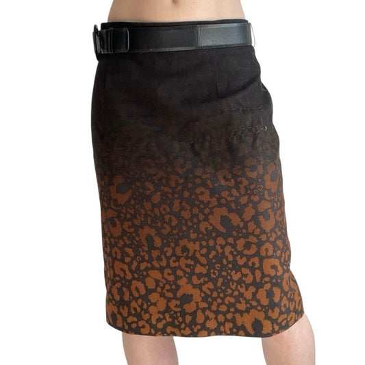 Classiques Entier Brown Ombre Cheetah Print Skirt with Belt