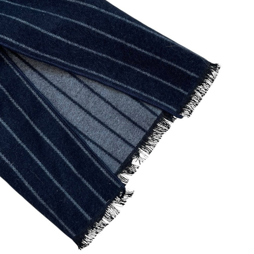 Save the Ocean Apparel Co. Navy Blue Striped Silk Knit Scarf