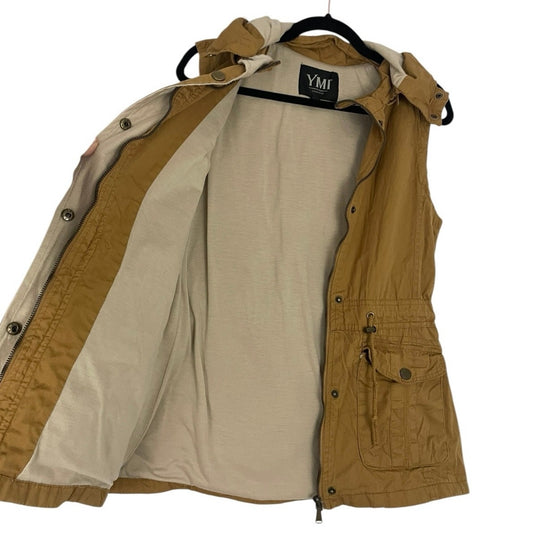 YMI Collection Beige Zip Up Hooded Vest
