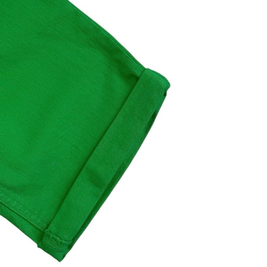 NWT Love, Fire Girls Jolly Rancher Green & Pink Belt Denim Cuffed Midi Shorts