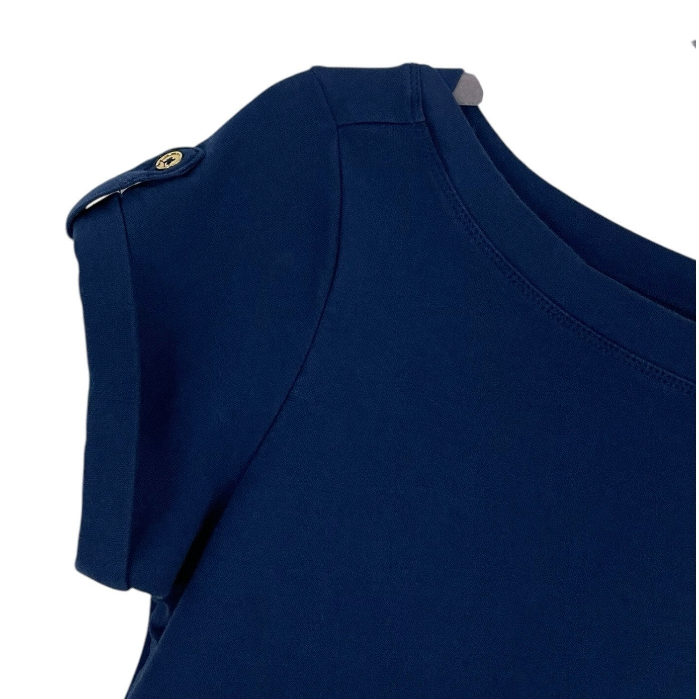 Doncaster Soft Navy Blue Button Short Sleeve Dress
