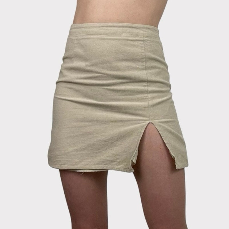 Eight Paris Beige Mini Skirt with Side Slit