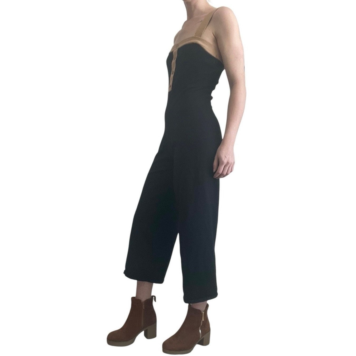 Lelis Soft Black with Beige Trim Jumpsuit