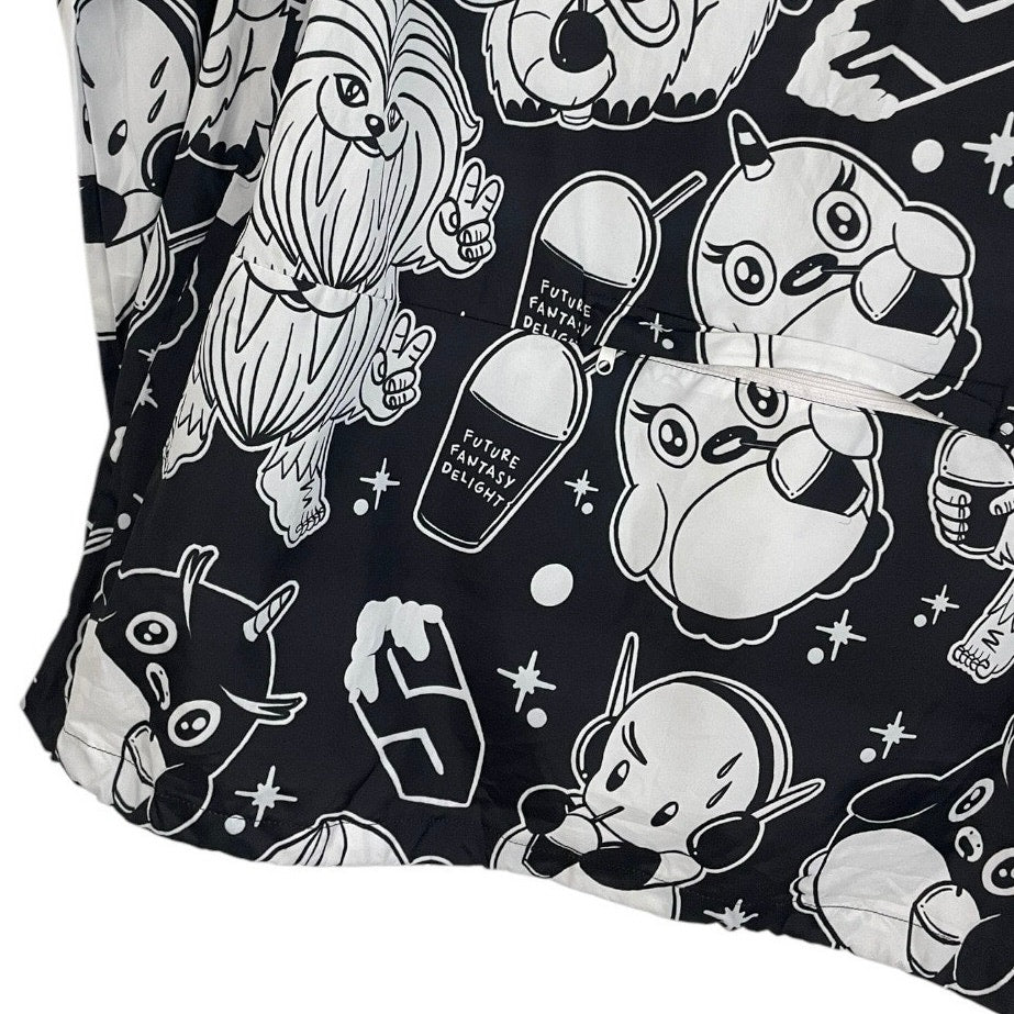 Future Fantasy Delight Black and White Windbreaker Hoodie Quarter Zip