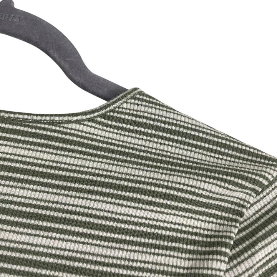 NWT American Eagle Green & White Striped Ribbed Short Sleeve Top