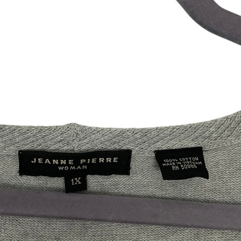 Jeanne Pierre Grey Cropped Sleeve Crewneck Sweater