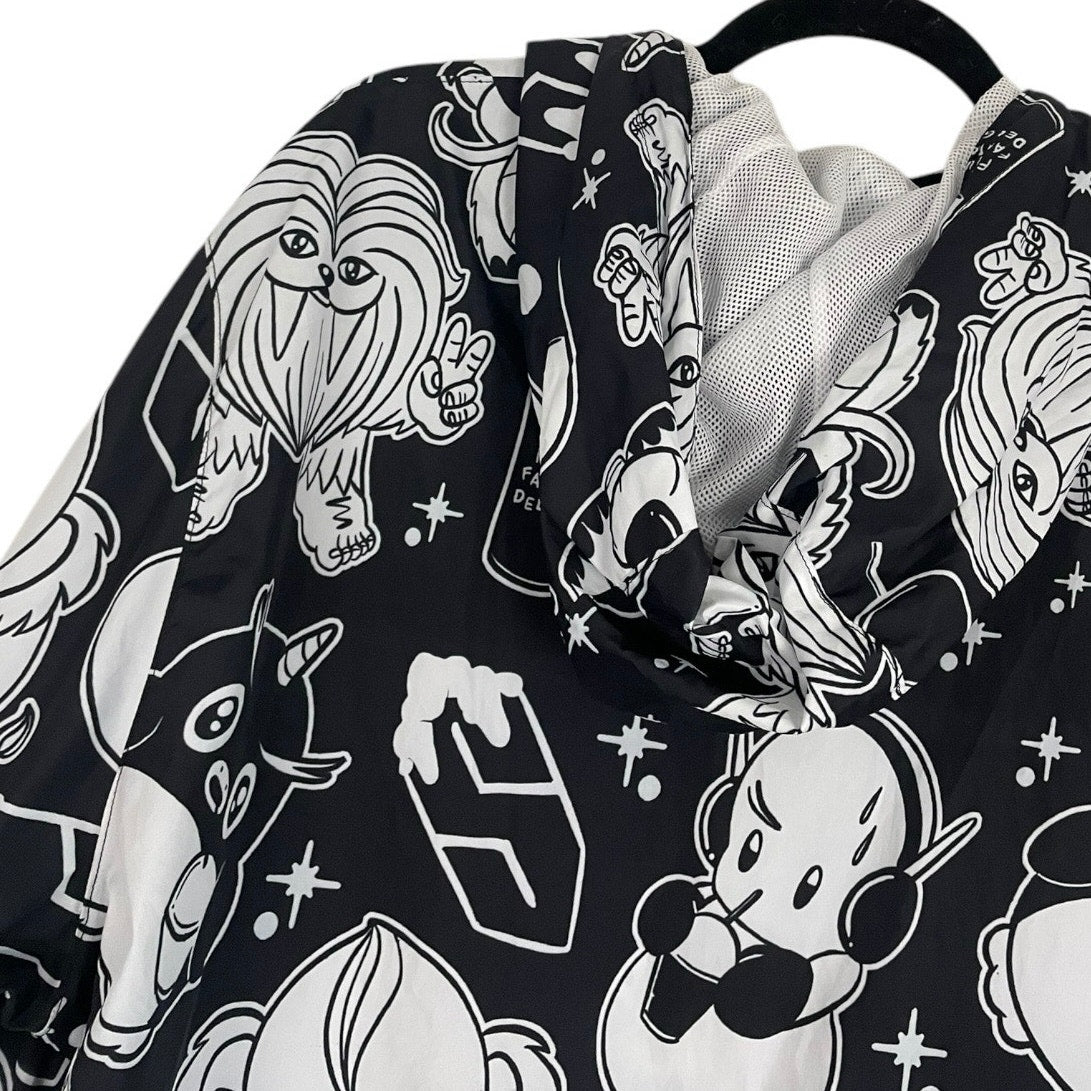 Future Fantasy Delight Black and White Windbreaker Hoodie Quarter Zip