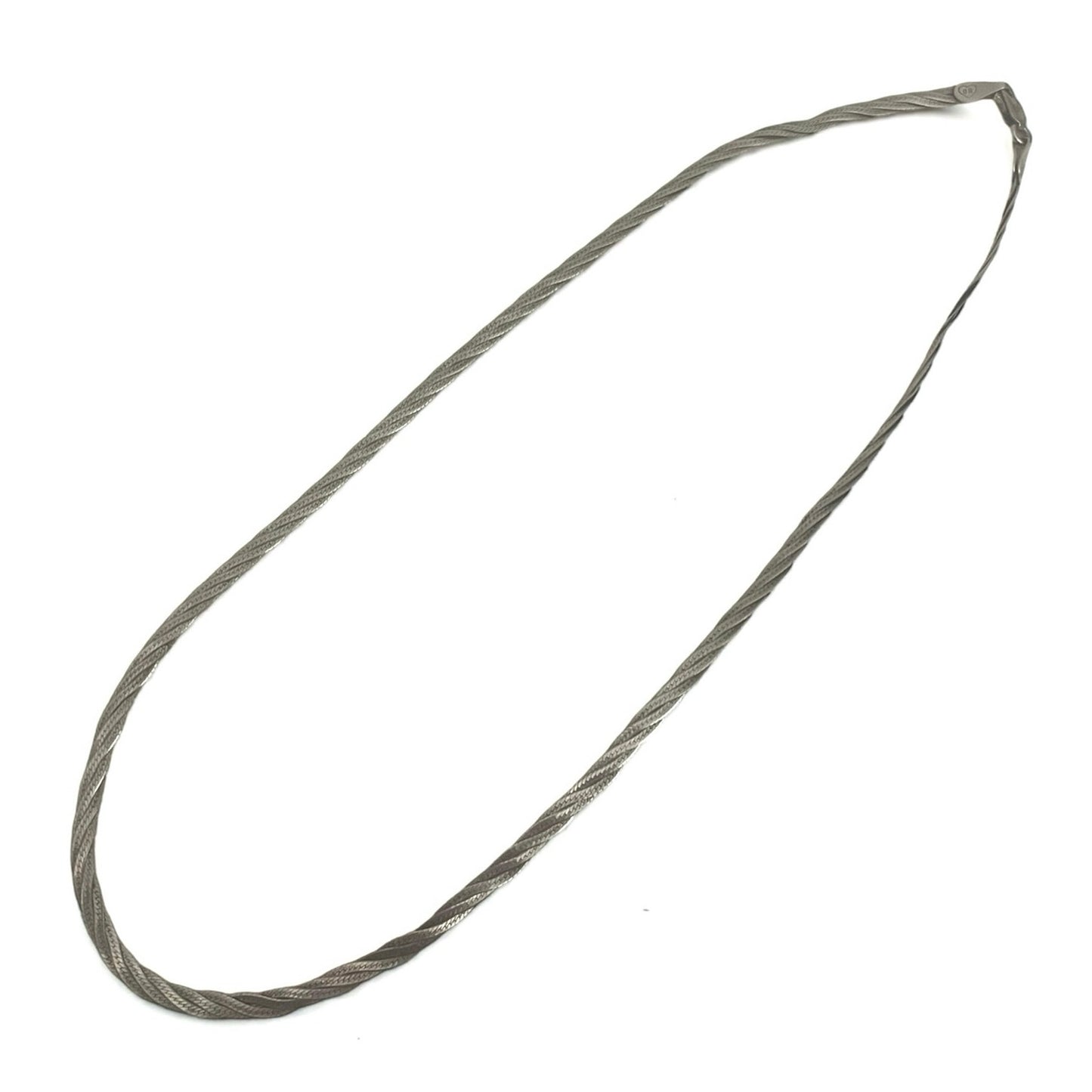 Vintage Silver Thin Braided Chain Necklace