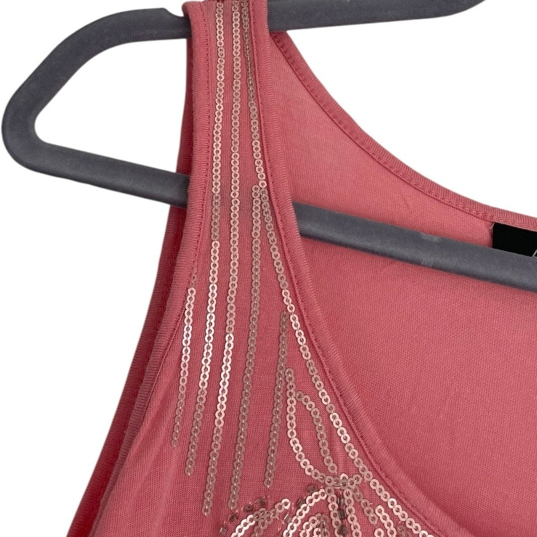 Apt. 9 Pink & Gold Sequin Beaded Tank Top