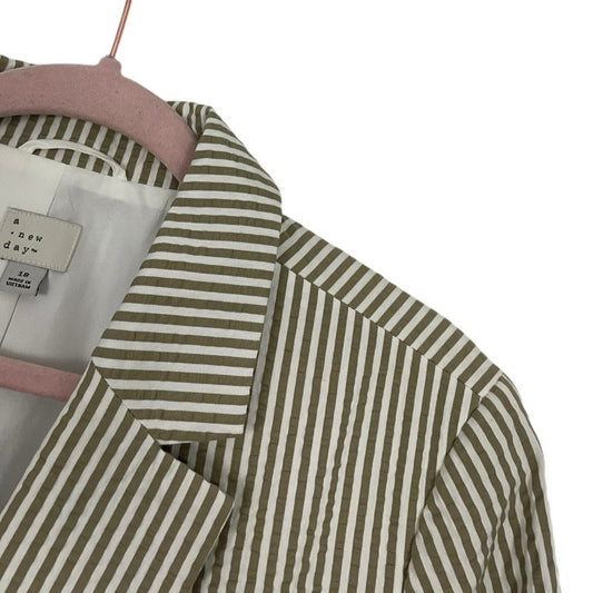 A New Day Beige & White Striped Button Down Blazer