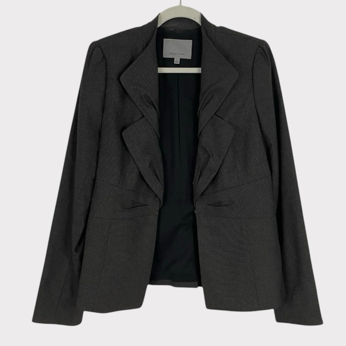 Classiques Entier Grey Double Lapel Button Down Suit Jacket