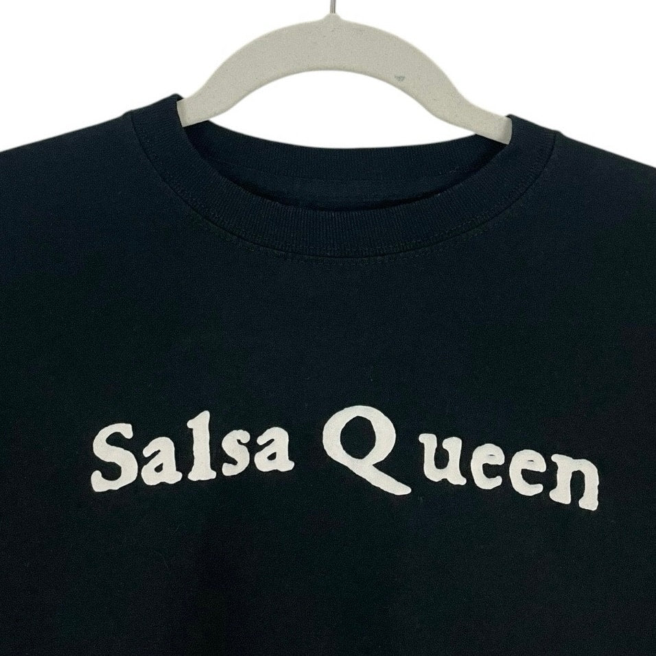 Salsa Queen Cropped Black Short Sleeve Graphic Tee