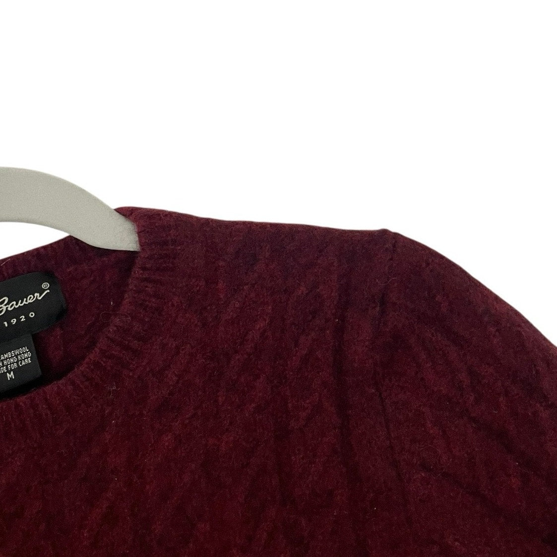 Eddie Bauer Vintage Maroon Cable Knit Lambs Wool Crewneck Sweater