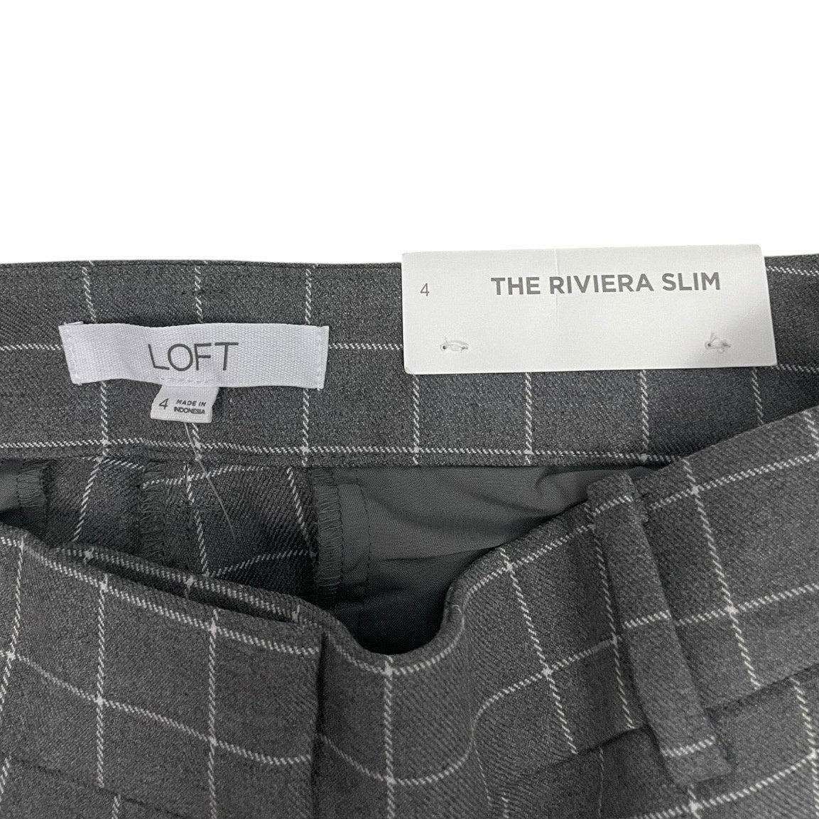NWT LOFT The Riviera Slim Grey Gingham Trousers