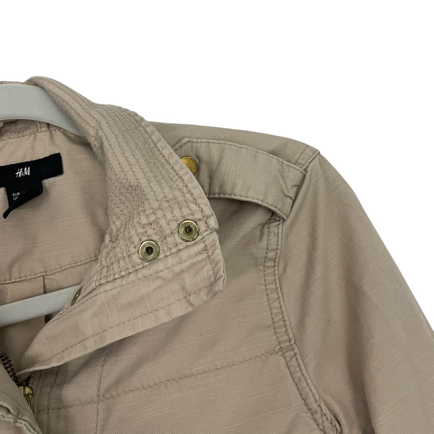 H&M Beige Denim Zip Up Utility Jacket