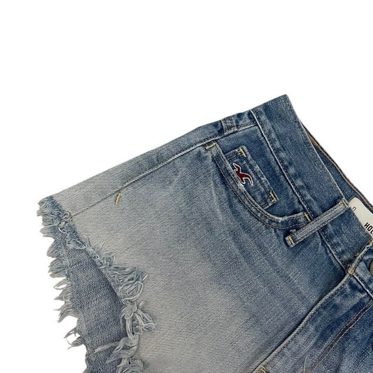Hollister Distressed Ombre Wash Denim High Rise Mini Jean Shorts