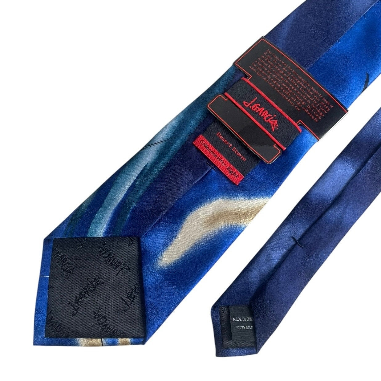 NWT J. Garcia Blue Desert Storm Collection 58 Silk Mens Neck Tie