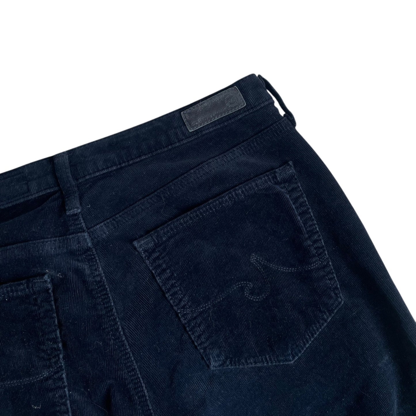 Ag Adriano Goldschmied The Prima Mid-Rise Cigarette Navy Blue Corduroy Pants