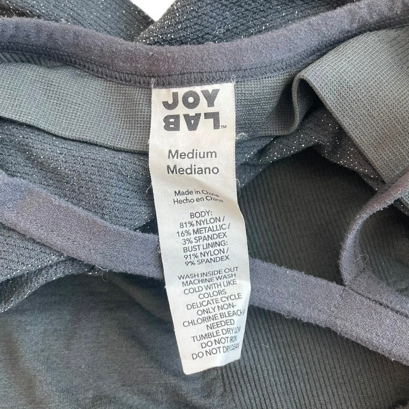 Joy Lab Sparkly Grey Glittery Active Racerback Cross Open Back Tank Top
