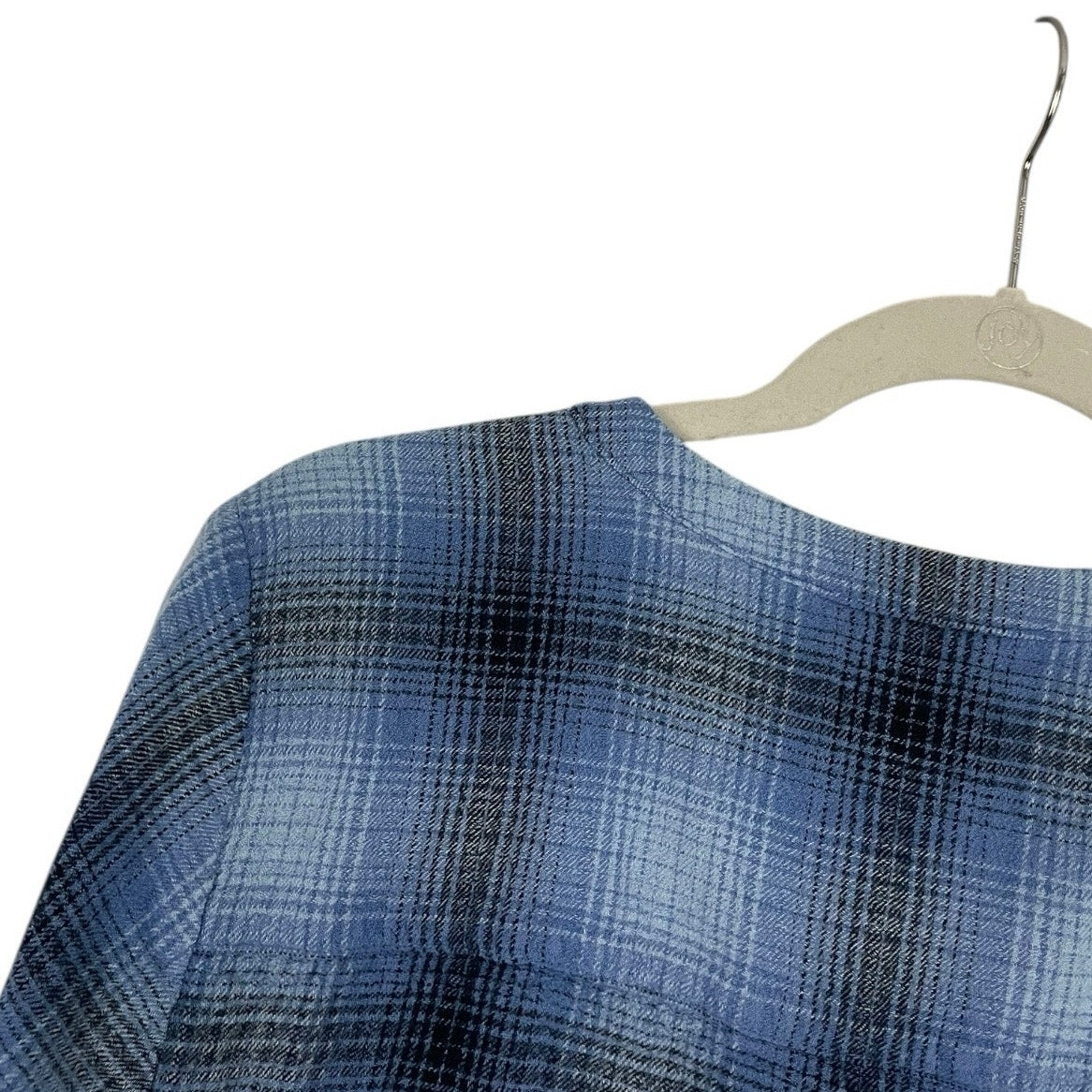 J. Jill Blue Plaid Long Sleeve Button Down Mini Dress