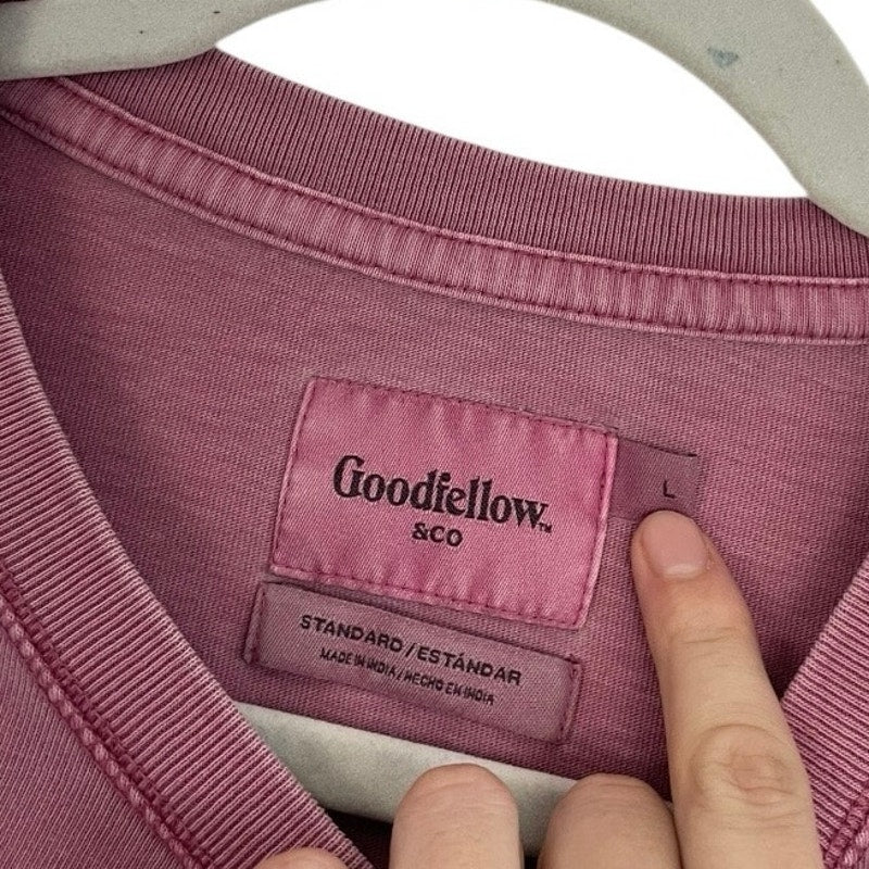 Goodfellow & Co Pink Distressed Cropped Short Sleeve Tee
