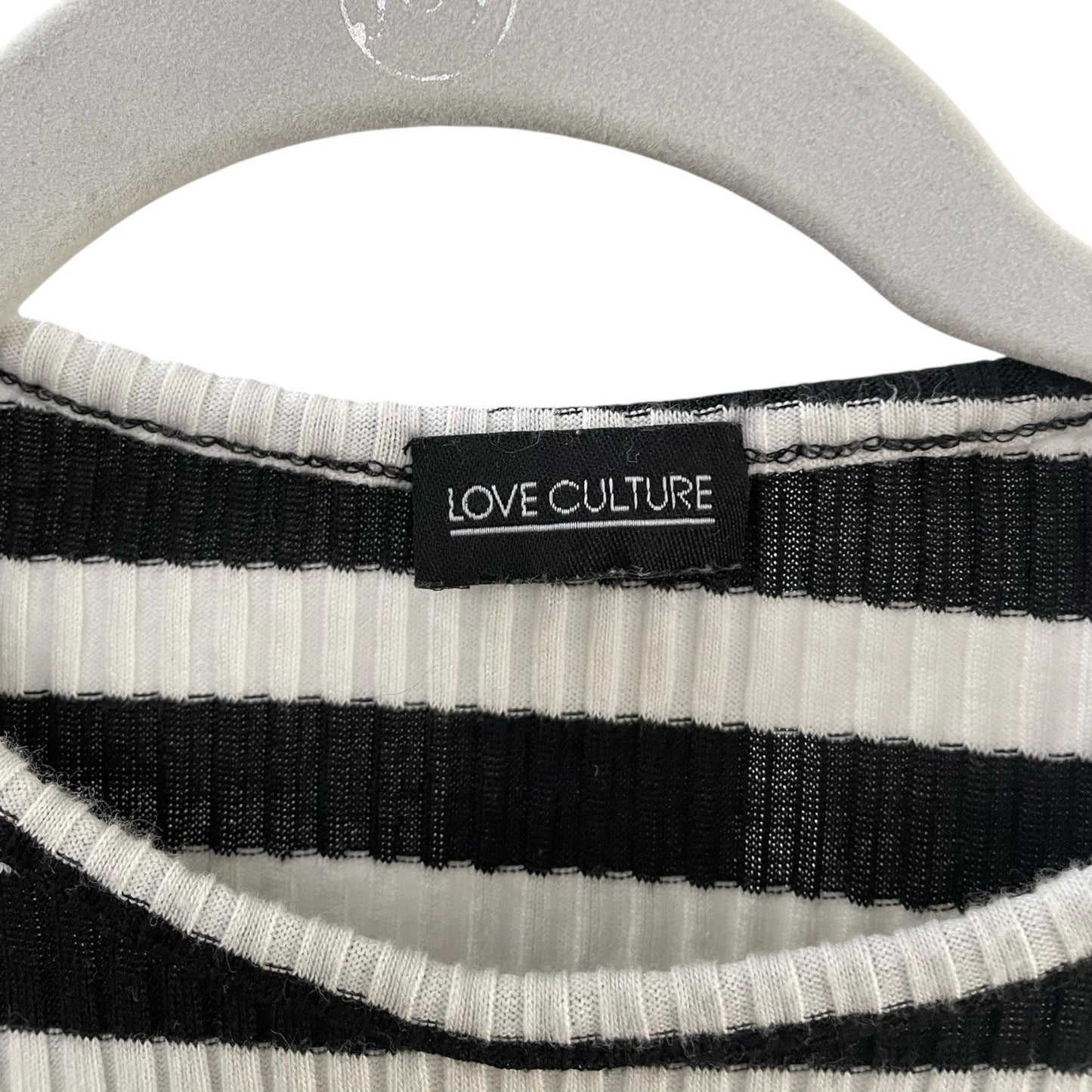 Love Culture Black & White Striped Ribbed Cropped Top