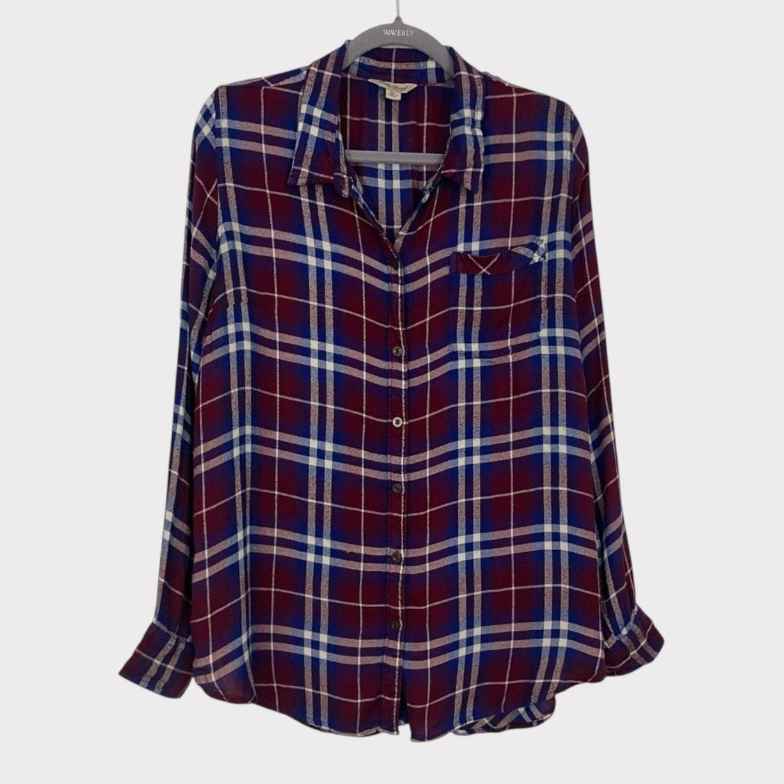 Lucky Brand Red & Blue Plaid Long Sleeve Button Down Blouse