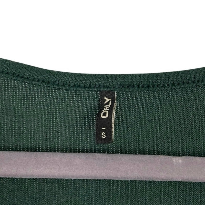 Only Soft Dark Green Quarter Sleeve Crewneck Top