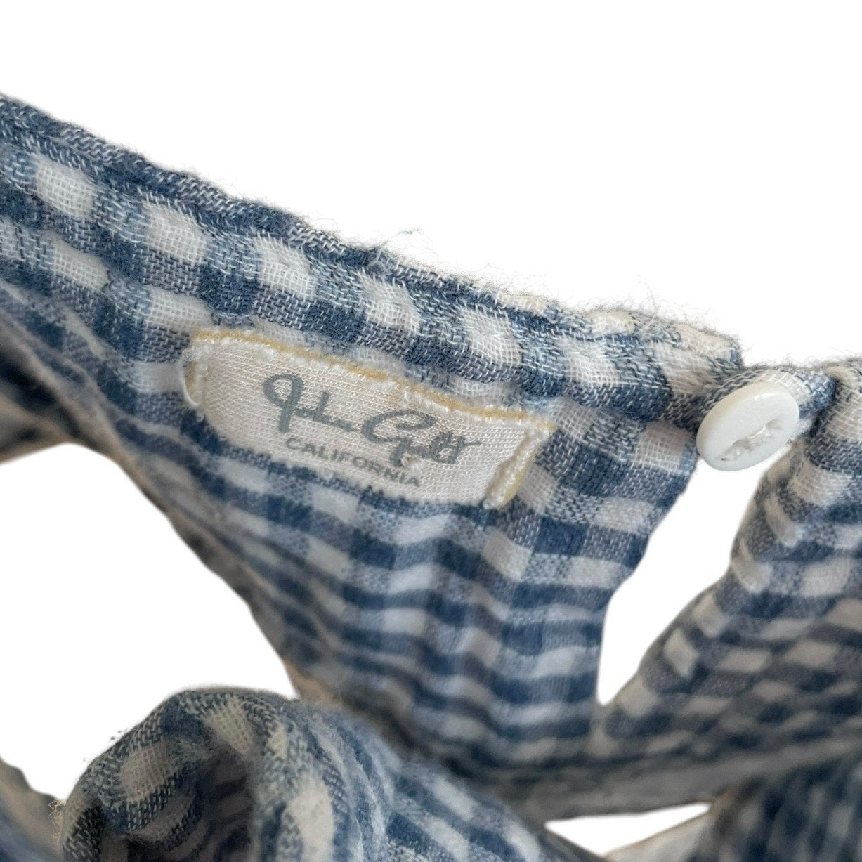 John Galt Blue & White Gingham Cropped Tank Top