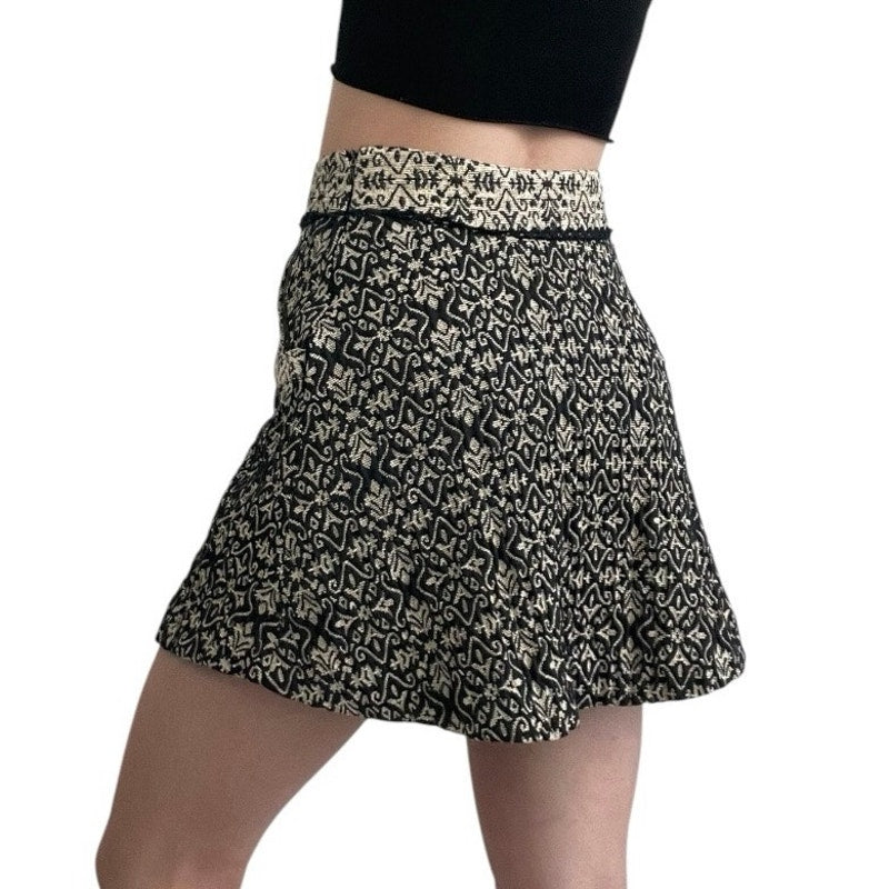 Free People Boho Black and White Mini Skirt