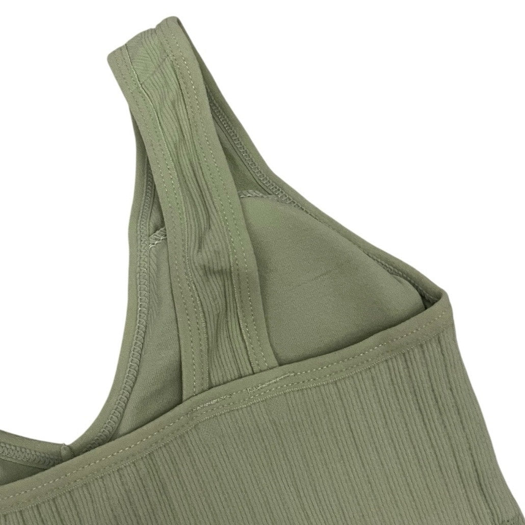 Light Green Ribbed Padded Cropped Tank Top