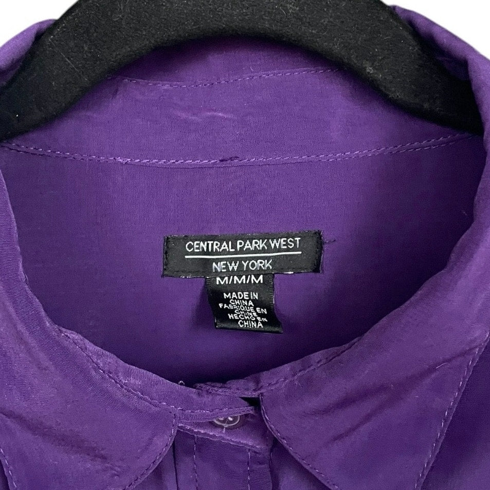 Central Park West New York Purple Long Sleeve Button Down Blouse