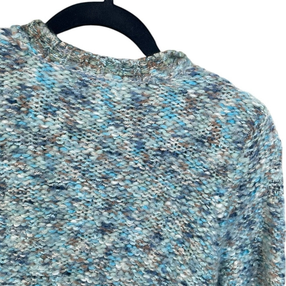 PBJ Sport Blue Knit Wool Button Down Cardigan Sweater