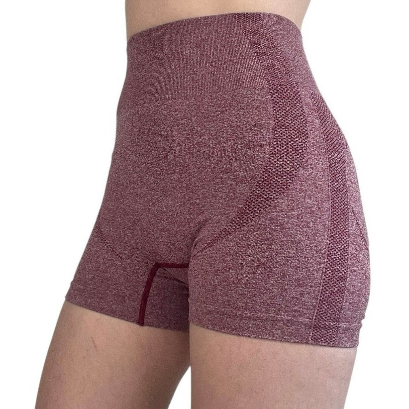 Maroon Active Spandex Mini Butt Sculpting Shorts